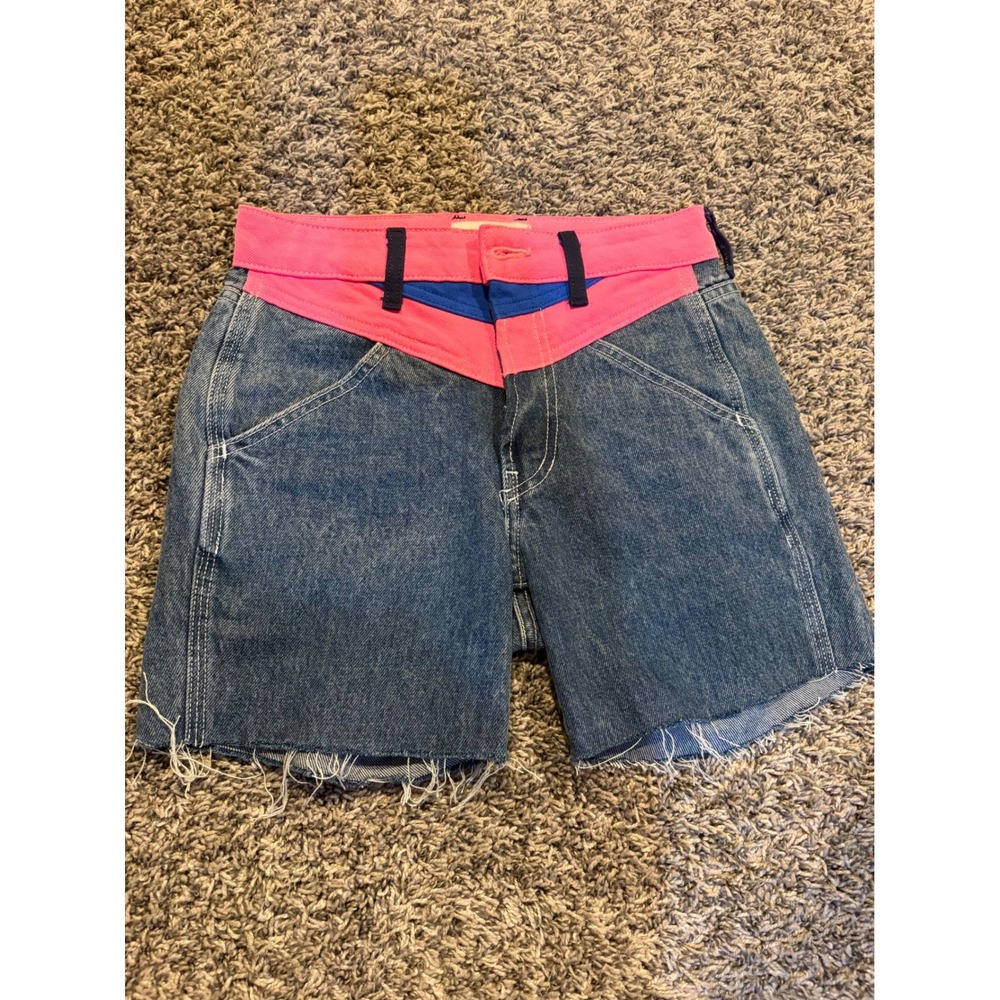 Vintage Jordache Denim Shorts Womens 24 Colorblock Pink Blue Western High Waist